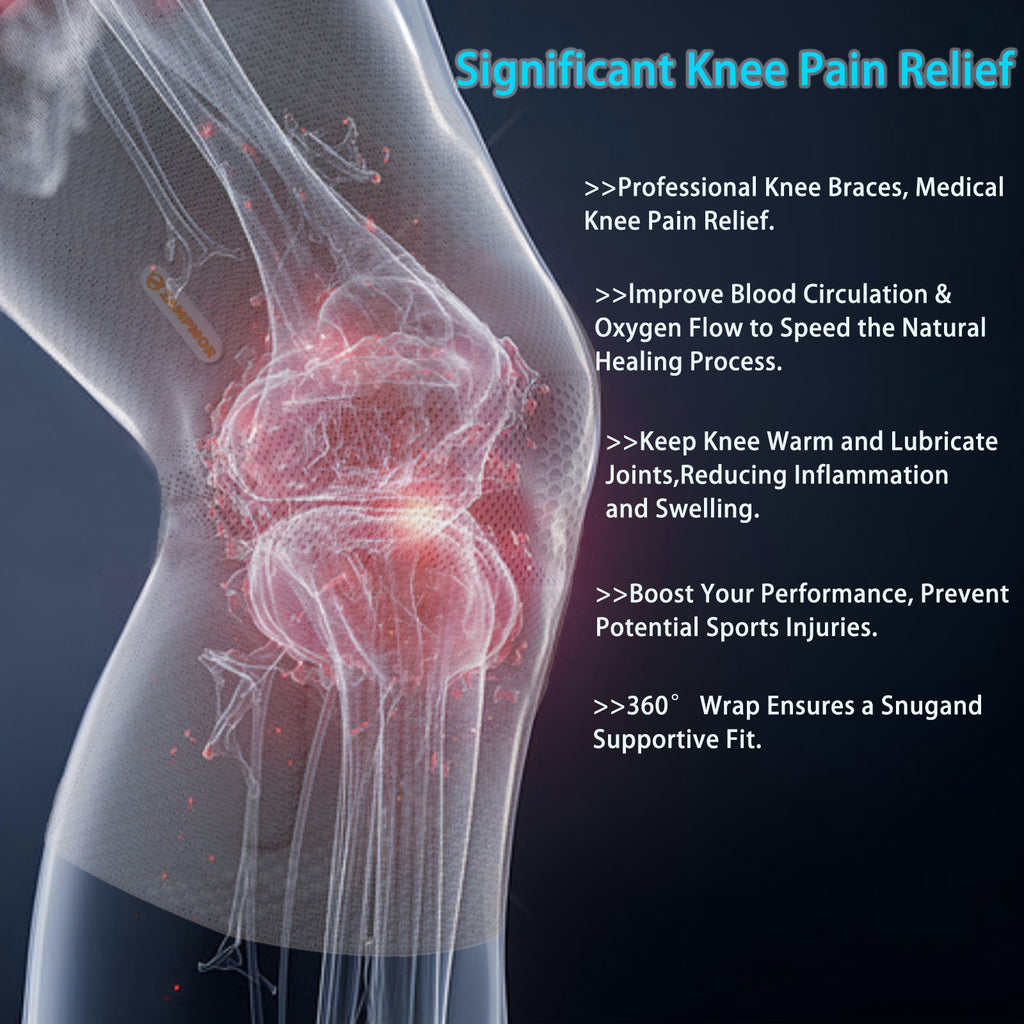 Zampmor Professional Knee Brace for Pain Relief (Men and Women),Knee support with Horizontal Knit Tech And Patella Pad & Side Stabilizers,Knee Compression Sleeves for Arthritis,Joint Pain,Workout