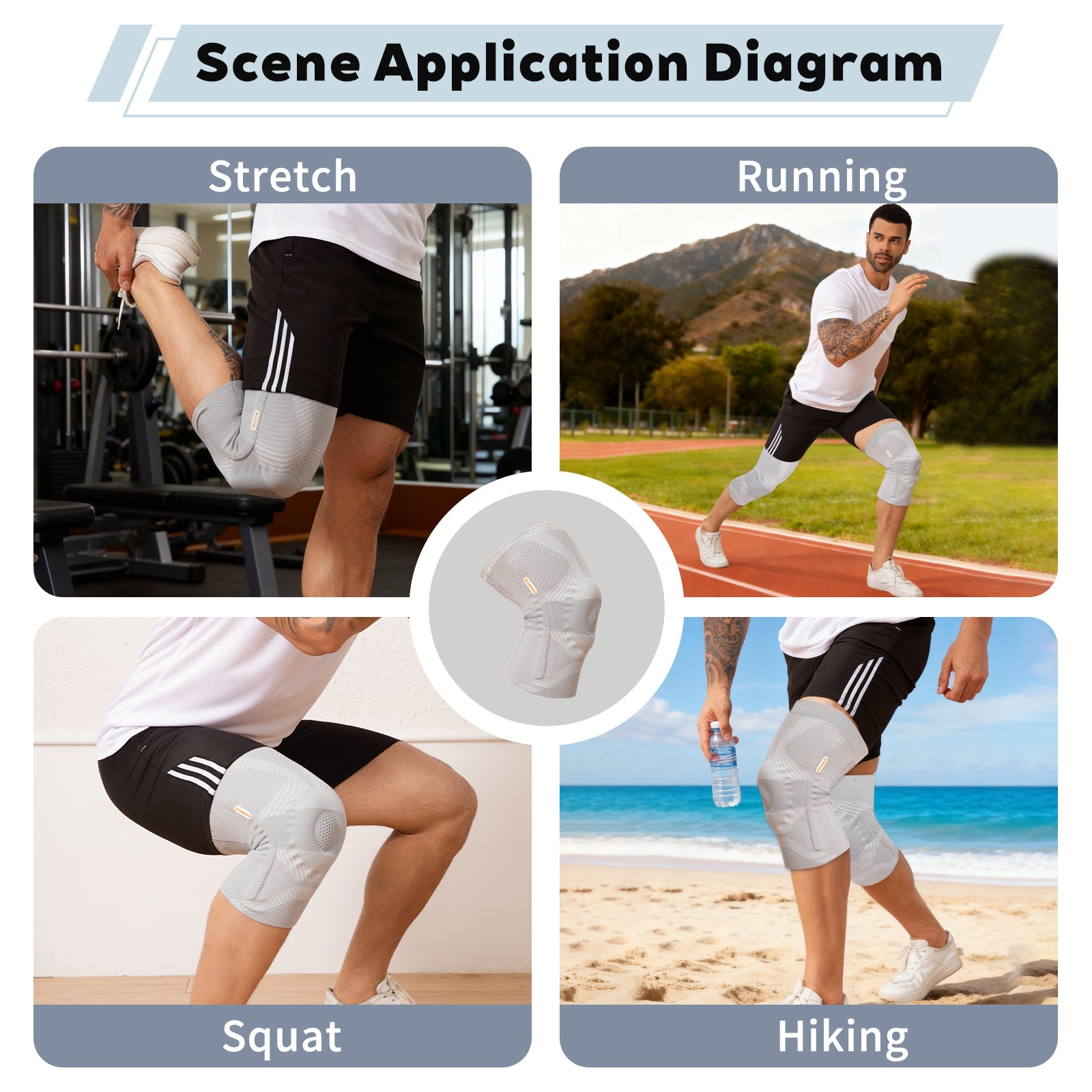 Zampmor Professional Knee Brace for Pain Relief (Men and Women),Knee support with Horizontal Knit Tech And Patella Pad & Side Stabilizers,Knee Compression Sleeves for Arthritis,Joint Pain,Workout