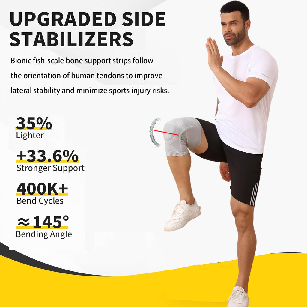 Zampmor Professional Knee Brace for Pain Relief (Men and Women),Knee support with Horizontal Knit Tech And Patella Pad & Side Stabilizers,Knee Compression Sleeves for Arthritis,Joint Pain,Workout